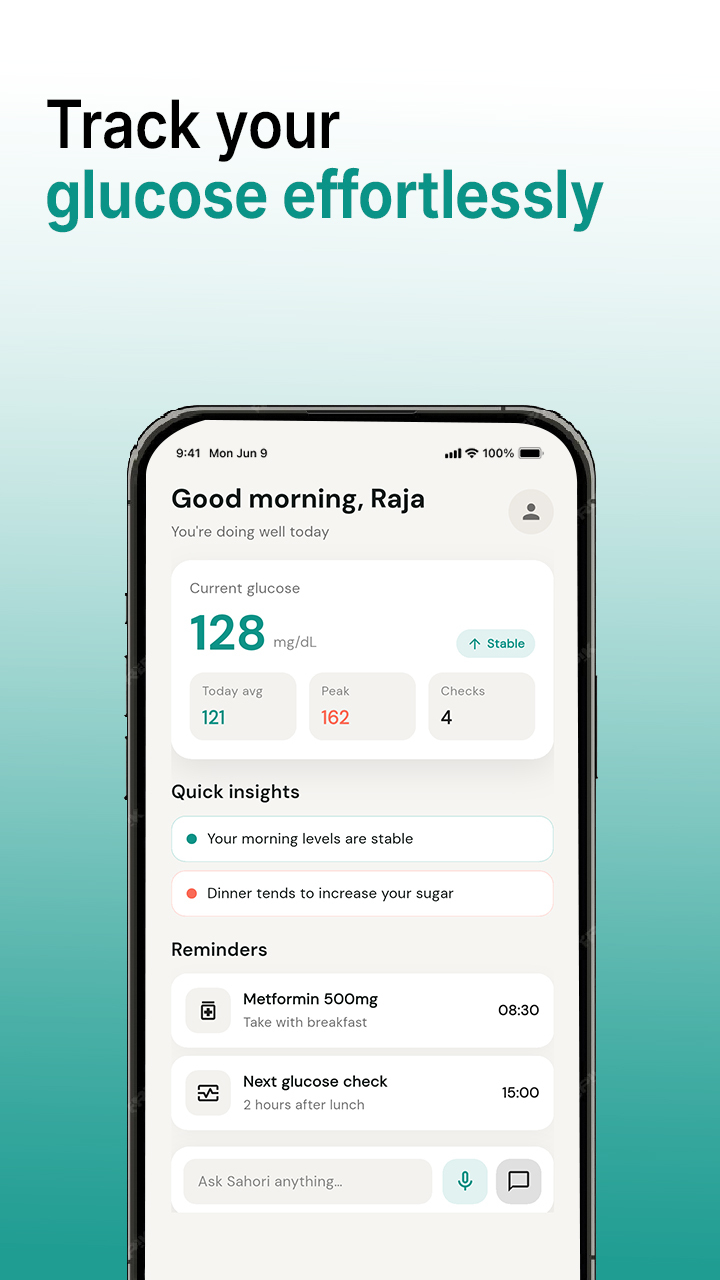 Sahori app home screen